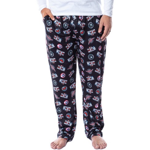 Marvel Comics Mens' Superhero Logo Titles Loungewear Pajama Pants (Large)  Blue