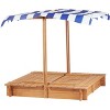 Outdoor Wooden Sandbox Bench with Foldable Seats and Adjustable Canopy for Backyard Play -3irtyhousy - 3 of 4