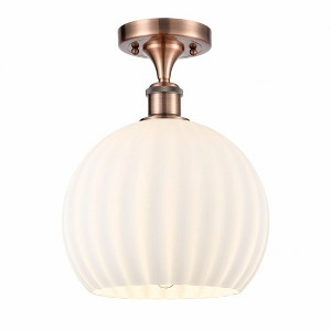 White Venetian - 1 Light Semi-Flush Mount In Modern Style-13 Inches Tall and 10 Inches Wide - 1 of 1