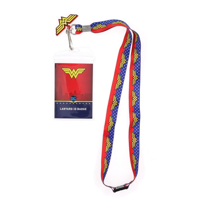 Silver Buffalo DC Comics Wonder Woman 22-Inch Lanyard With ID Badge Holder And Logo Charm, 1 of 9