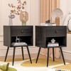 VECELO Set of 2 Industrial Nightstand Mid-Century Side End Table/Bedside Table with Drawer - 2 of 4