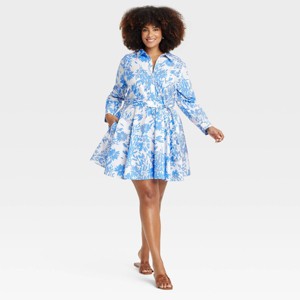 Women's Long Sleeve Mini Shirtdress - A New Day™ - 1 of 3