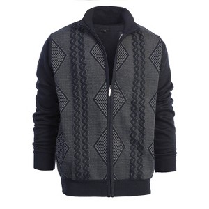 Gioberti Men's Full Zip Lightweight Geometric Design Cardigan Sweater - 1 of 3