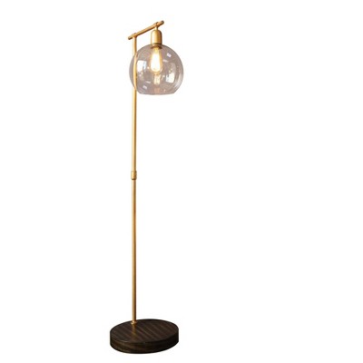 Metal and Wood Floor Lamp with Glass Globe Shade Gold - 3R Studios