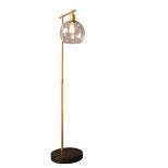 Metal and Wood Floor Lamp with Glass Globe Shade Gold - 3R Studios