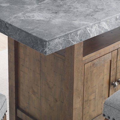 Grayson Gray Marble and Driftwood 7-Piece Counter Dining Set