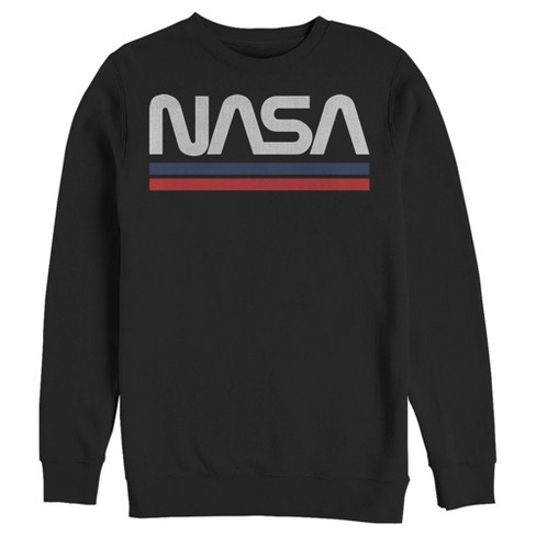 Men's NASA Stripe Minimal Logo Vintage Sweatshirt - Black - X Large