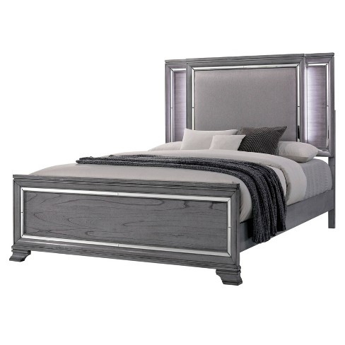 King Mariah Upholstered Bed With Led, Full Size Bed With Led Lights In Headboard And Footboard