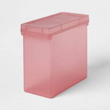 13"x6"x10" Plastic Hanging File Crate with Lid Powder Rose - Brightroom™