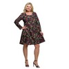 24seven Comfort Apparel Floral Print Long Sleeve Fit and Flare Mini Dress - 2 of 3
