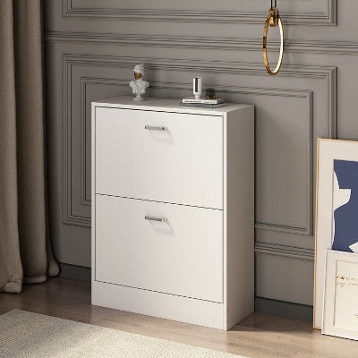 FUFU&GAGA 2 Shelves Modern Shoe Cabinet Entryway Minimalist Design Shoe Racks