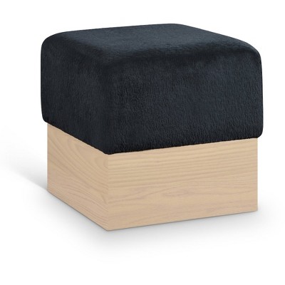 Meridian Furniture,Havre Velour Fur Fabric Ottoman/Stool