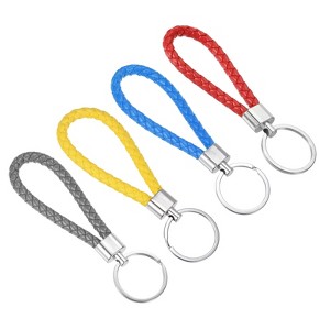 Unique Bargains PU Leather Circle Decoration Keychain for Bags Wallet 4 Pcs - 1 of 3