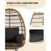 Oversized 360° Swivel Egg Chair for Outdoor, Rattan Egg-Shaped Lounger Chair with 4 Thick Cushions,350LBs Capacity PE Rattan Basket Chairs - 4 of 4