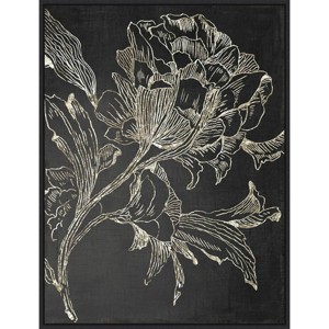22" x 30" Golden Flower Folklore I by Asia Jensen Framed Canvas Wall Art Black - Amanti Art: Modern Lithograph, Sawtooth Back Mounted - 1 of 4
