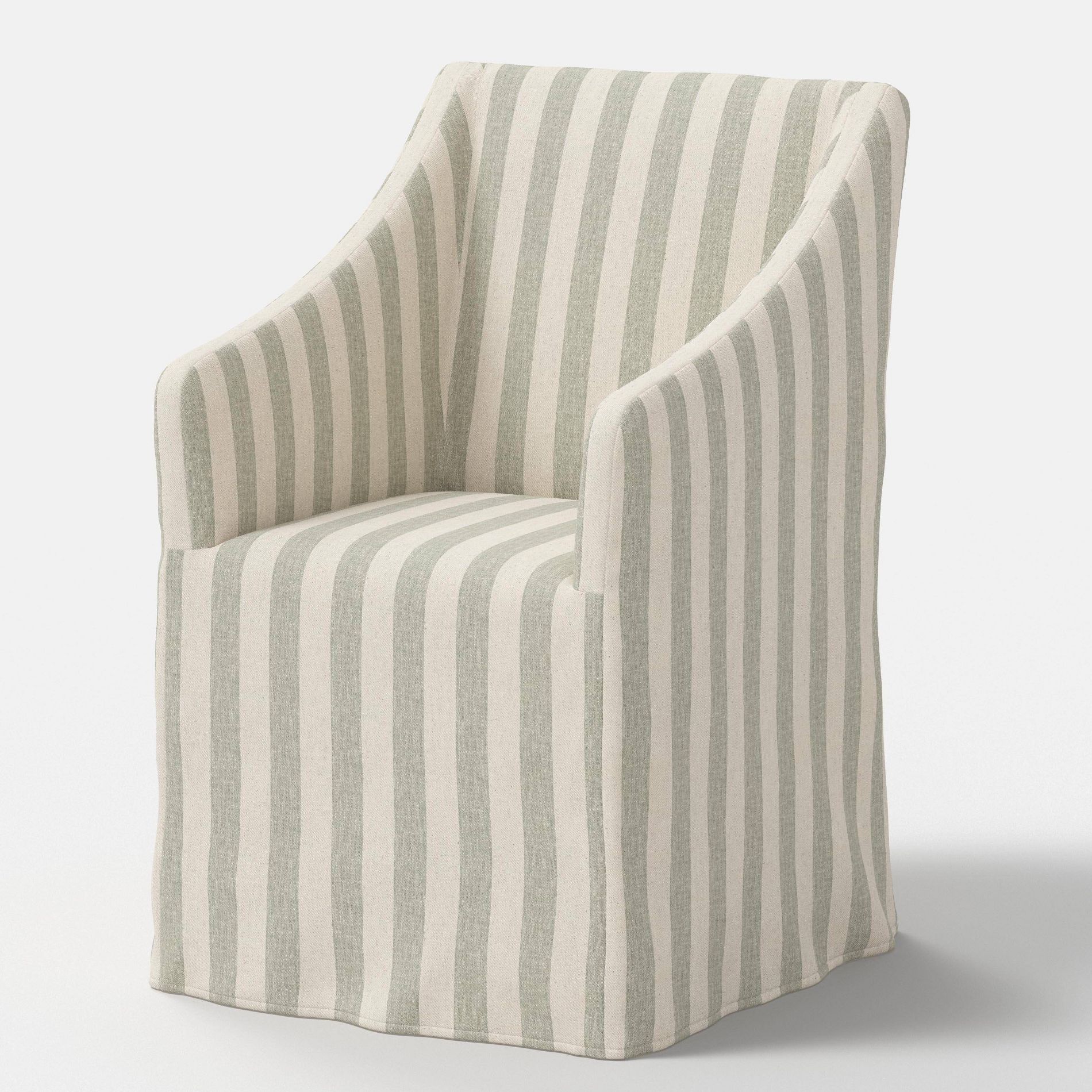 Sloped Arm Slipcovered Dining Chair Malcolm Stripe Moss - Threshold™