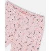 Deux par Deux Girl Organic Cotton Two-Piece Short Pajama Set Small Pink Flowers on Pale Pink Background - 3 of 3