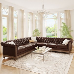 Mirod Large Retro Sectional Sofa with Wooden Legs, Comfortable Modular Design for Living Room, Lounge, and Family Spaces - 1 of 4