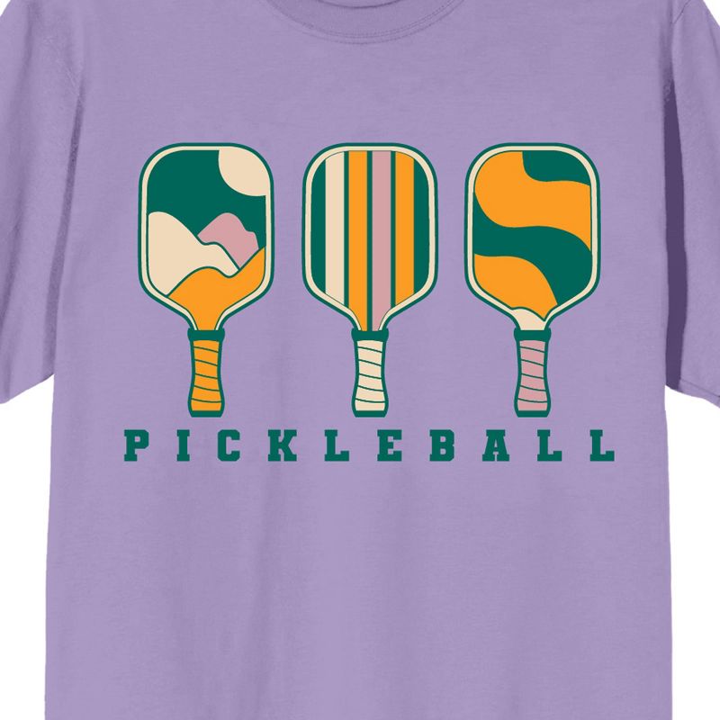 Pickleball League Paddle Designs Crew Neck Short Sleeve Purple Men's T-shirt, 2 of 3