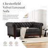 59"W Chesterfield Velvet Loveseat Sofa, Upholstered Sofa Couch with Rolled Arm Dutch and Tufted Button - ModernLuxe - image 2 of 4