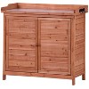 Cesicia Outdoor 39 x 19.1 x 37.4 inch Potting Bench Table,Storage Cabinet with 2-Tier Shelves and Side Hook, Orange - 2 of 4