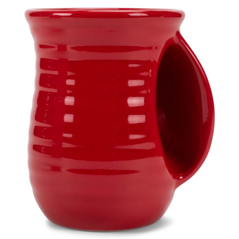 Elanze Designs Ribbed 14 ounce Ceramic Stoneware Handwarmer Mugs Set of 4, Red, 2 of 6