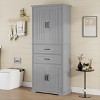Rbied 30 in. W x 15.75 in. D x 72.5 in. H Wood Linen Cabinet Storage Cabinet W/ Adjustable Shelves, 2 Drawers - 3 of 4
