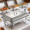 Warmounts 8QT Rectangle Chafing Dish Buffet Set Food Warmer with Handle & Compartment Tray - 2 of 4
