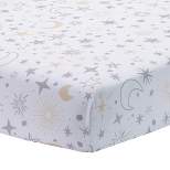 Lambs & Ivy Goodnight Moon 100% Cotton White Fitted Crib Sheet - Moon/Stars