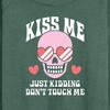 Women's - Instant Message - Valentine's Day Kiss Me Just Kidding Lightweight French Terry Wide Neck Long Sleeve Shirt - 2 of 4