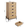 Natural Rattan 5 Drawer Dresser, Wooden Chest of Drawer, Farmhouse Storage Cabinet with Metal Legs, Modern Dresser for Bedroom, Living Room - 2 of 4