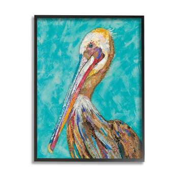 Stupell Industries Bold Pelican Bird with Pattern Framed Giclee