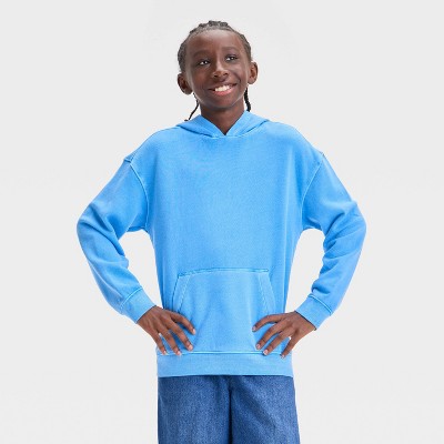 Boys' French Terry Hooded Pullover Sweatshirt - Cat & Jack™ Blue M