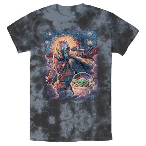 Men's Star Wars The Mandalorian Starry Night Best Friend Portrait T-Shirt - 1 of 4