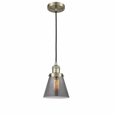 Cone - 1 Light Cord Hung Mini Pendant In Industrial Style-8 Inches Tall and 6 Inches Wide
