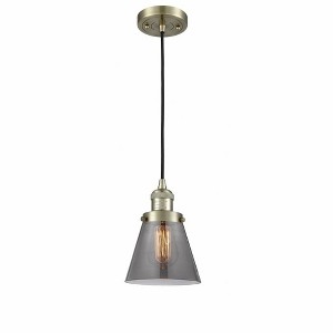 Cone - 1 Light Cord Hung Mini Pendant In Industrial Style-8 Inches Tall and 6 Inches Wide - 1 of 1