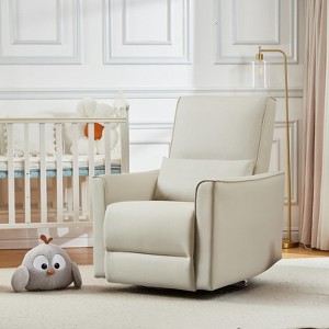 Swivel Rocking Recliner Chair, Manual Recliner Glider with Lumbar Support & Faux Leather Upholstery, Living Room,Bedroom,Nursery, Home Theater - 1 of 4