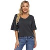 Coolmee Women's Blouses Ruffle Sleeve T Shirts V Neck Double Tiered Bell Sleeve Top - 4 of 4
