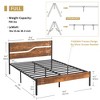 VECELO Metal Platform Bed Frame with Wooden Headboard - 3 of 4