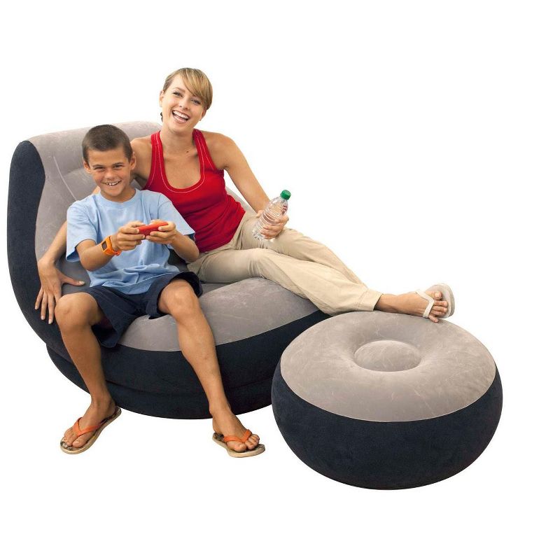 Intex 120V AC Electric Air Pump & Inflatable Ultra Lounge Chair And Ottoman Set, 4 of 8