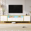 TIRAMISUBEST 70.9" Modern TV Stand for 80" TVs - Entertainment Center with LED Lights, 2 Shelves, 2 Drawers & 2 Cabinets, Metal Legs - 2 of 4