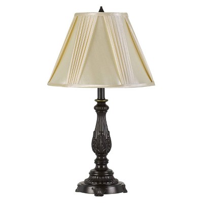 25.5" Kerry Aluminum Casted Table Lamp with Softback Fan Pleated Faux Silk Shade Dark Bronze - Cal Lighting