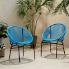 Okak Outdoor Chair with Roping Seats and Backrest Set of 2, Metal Frame Porch Chairs with Modern Design, Patio Chair for Garden - 2 of 4