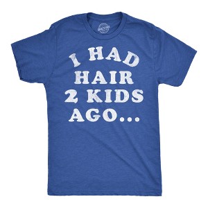Mens Funny T Shirts I Had Hair Two Kids Ago Sarcastic Bald Graphic Novelty Fathers Day Tee For Men - Crazy Dog Men's T Shirt Royal 4XL - 1 of 4