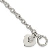 Chisel Stainless Steel Polished Two Hearts with Cubic Zirconia 7.5" Toggle Bracelet - 2 of 3