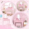 Wpond Kids Vanity Set with Mirror and Drawer - Pretend Play Dress-Up Fun, Lights & Wooden Makeup Playset for Girls 4-9 Yrs - 3 of 4