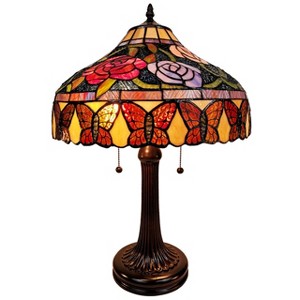 Amora Lighting Tiffany Style Banker's Vintage-Inspired Table Lamp 23 Inch Tall - 1 of 4