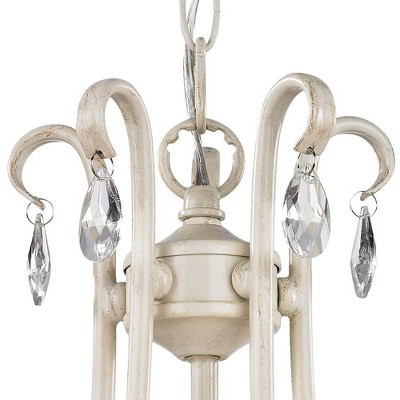 Antique Cream and Clear Crystal Mini Chandelier