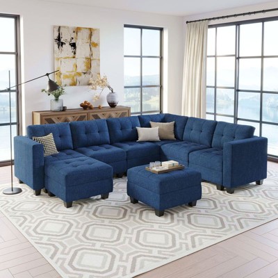 Belffin Modular Weave Sofa with Ottoman (7 Seats + 9 Sides)