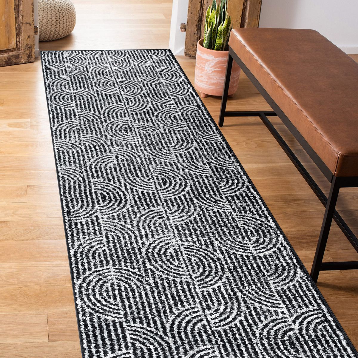 World Rug Gallery Modern Arch Pattern Stripe Area Rug: Geometric, Rectangle, Low Pile, Stain-Resistant - thumbnail 9